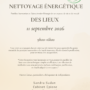 Nettoyage énergétique des Lieux 11.09.26